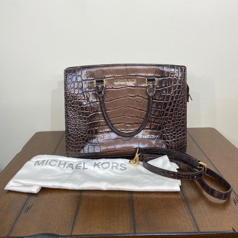 Michael Kors Faux Croc Brown Purse